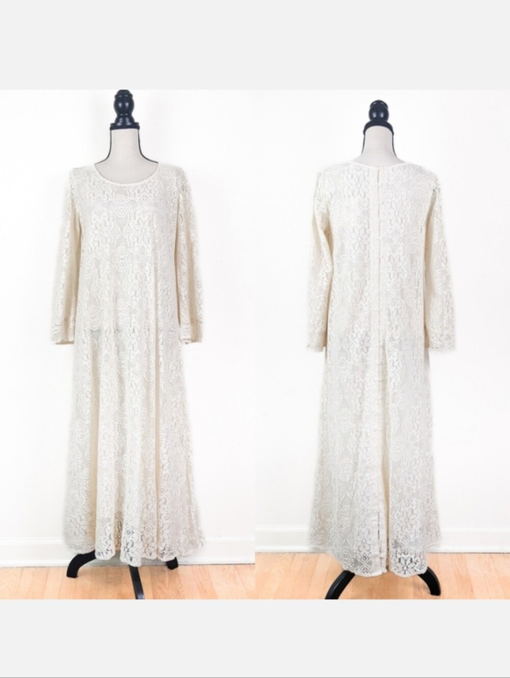 🦋LAST 1🦋 NWT Blue Boheme Ibiza Lace Maxi Dress, Natural